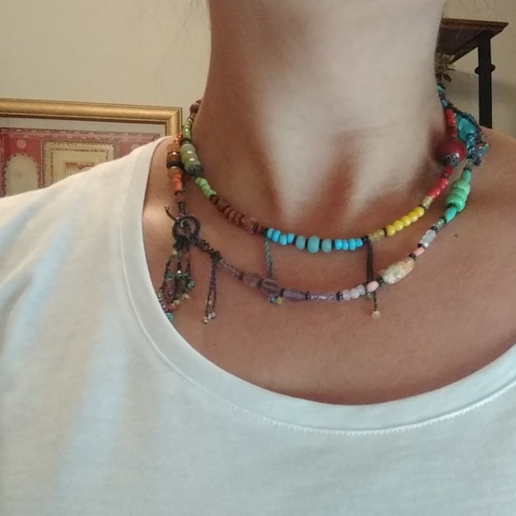 Boho Multi Colored Semi Prescious Stone Necklace - Picture 4 of 8